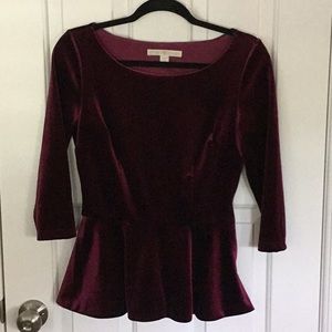 Boston Proper deep red velvet top